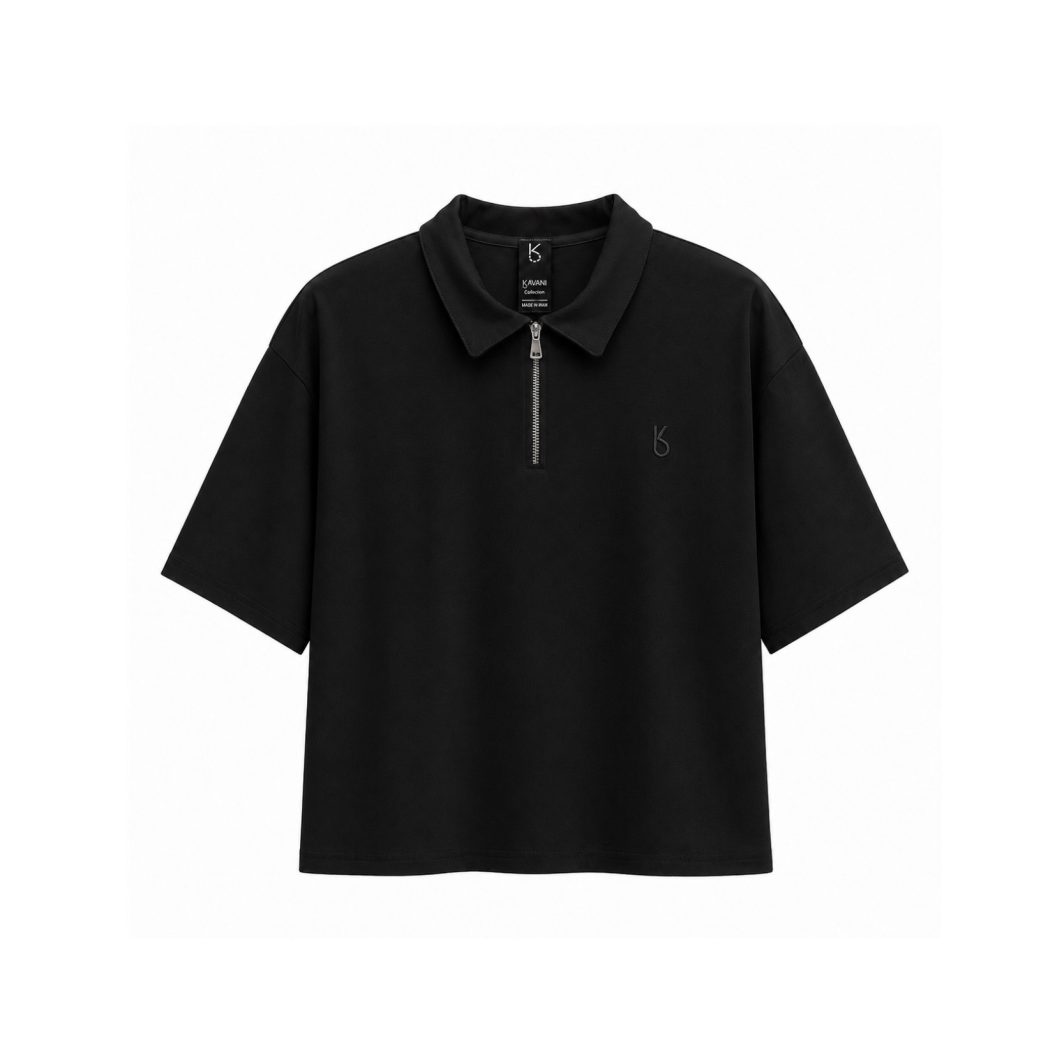 Half Zip black crop