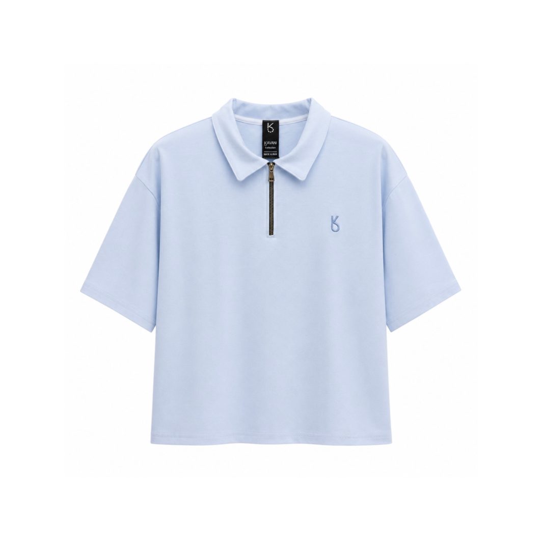 Half Zip sky blue crop